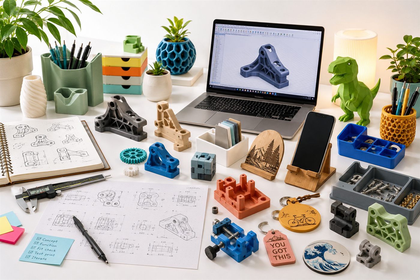 Custom 3D printing and laser engraving workspace in Red Deer County Alberta