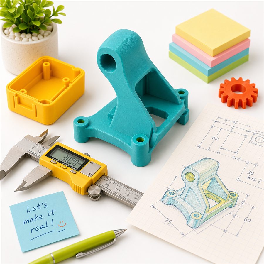 Prototype parts and product samples made by NextLayer Lab