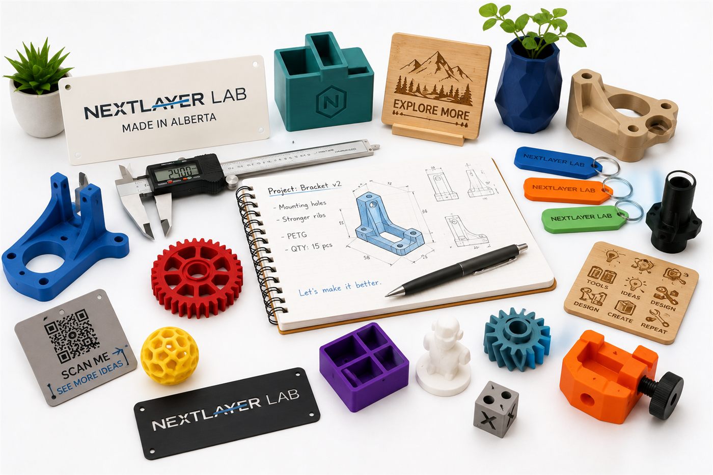 NextLayer Lab 3D printing and laser engraving services in Red Deer County